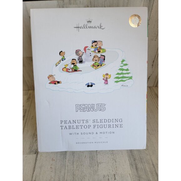 Hallmark sledding tabletop Snoopy Charlie Brown sound motion animated Xmas figur - Picture 1 of 8